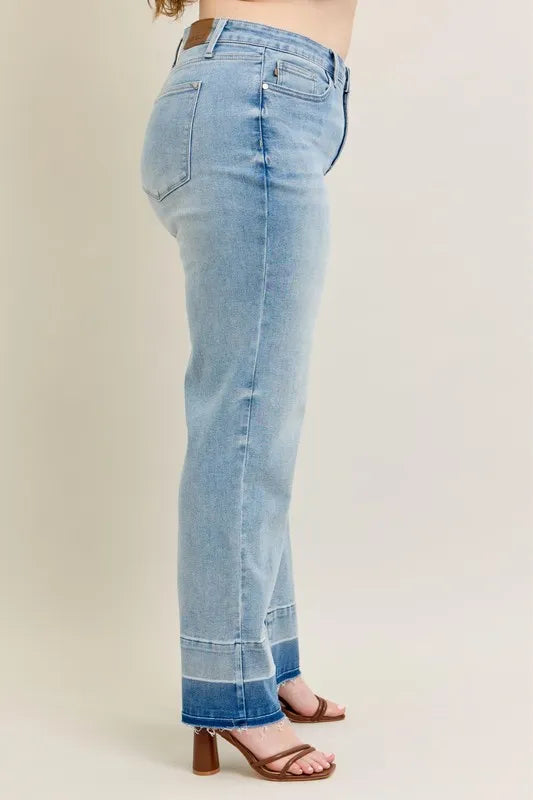 Judy Blue Plus Size Full Size Wide Leg Jeans with Released Hem
