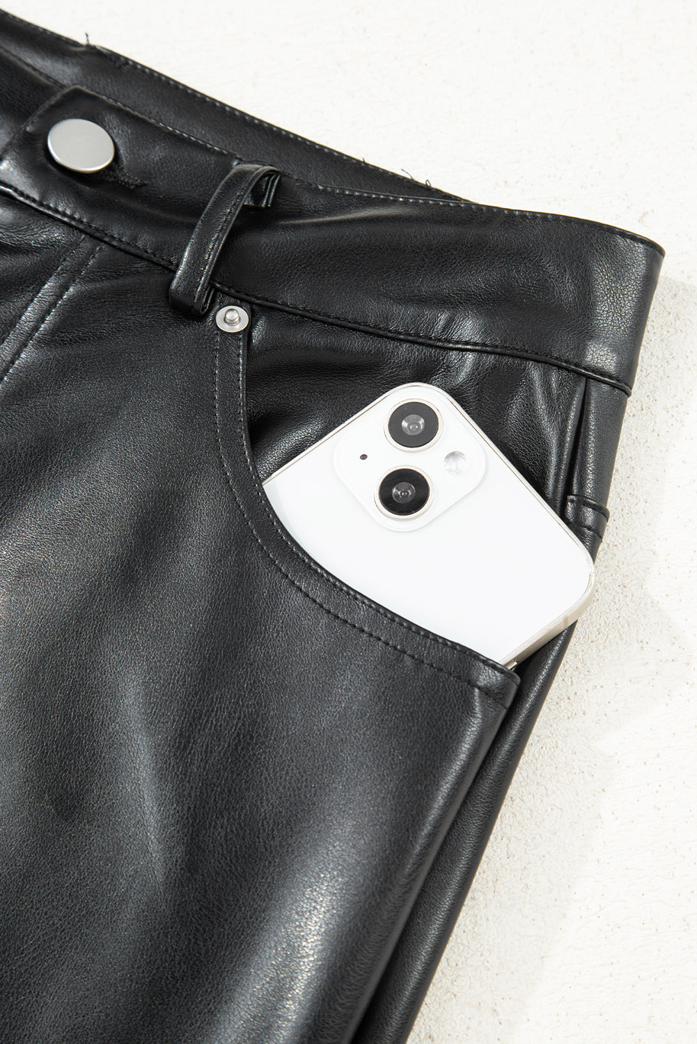 Black Faux Leather Side Slit Maxi Skirt For Evening Wear