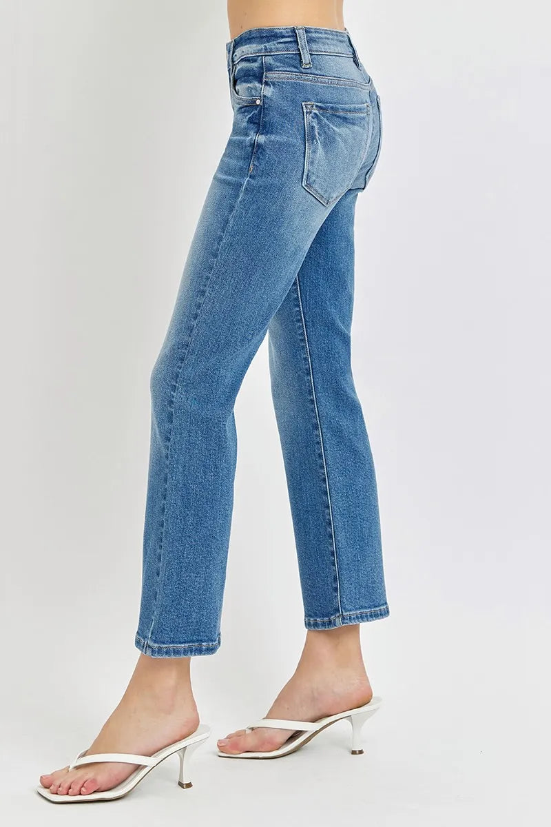 Risen Full Size Low Rise Crop Flare Jeans Plus Size