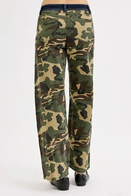RISEN Camouflage Wide Leg Jeans