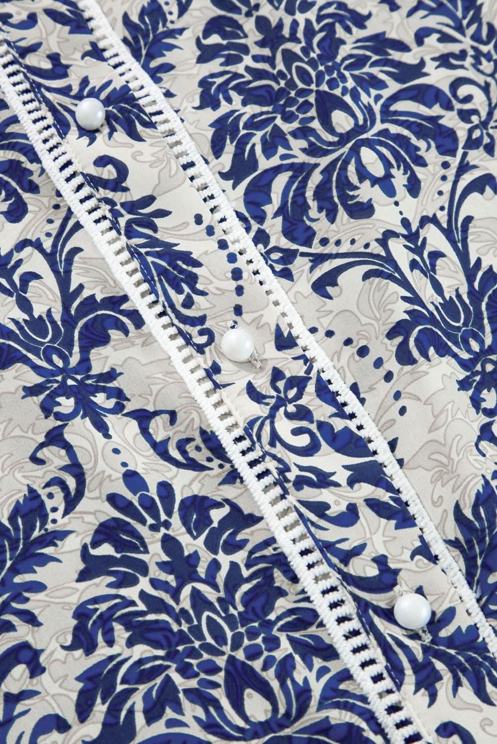 Sky blue tribal print plus shirt