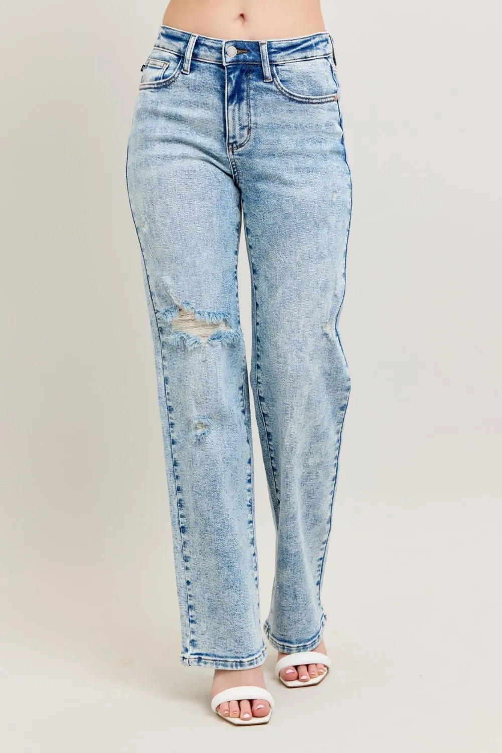 Judy Blue Mineral Wash Destroyed 90s Straight Jeans