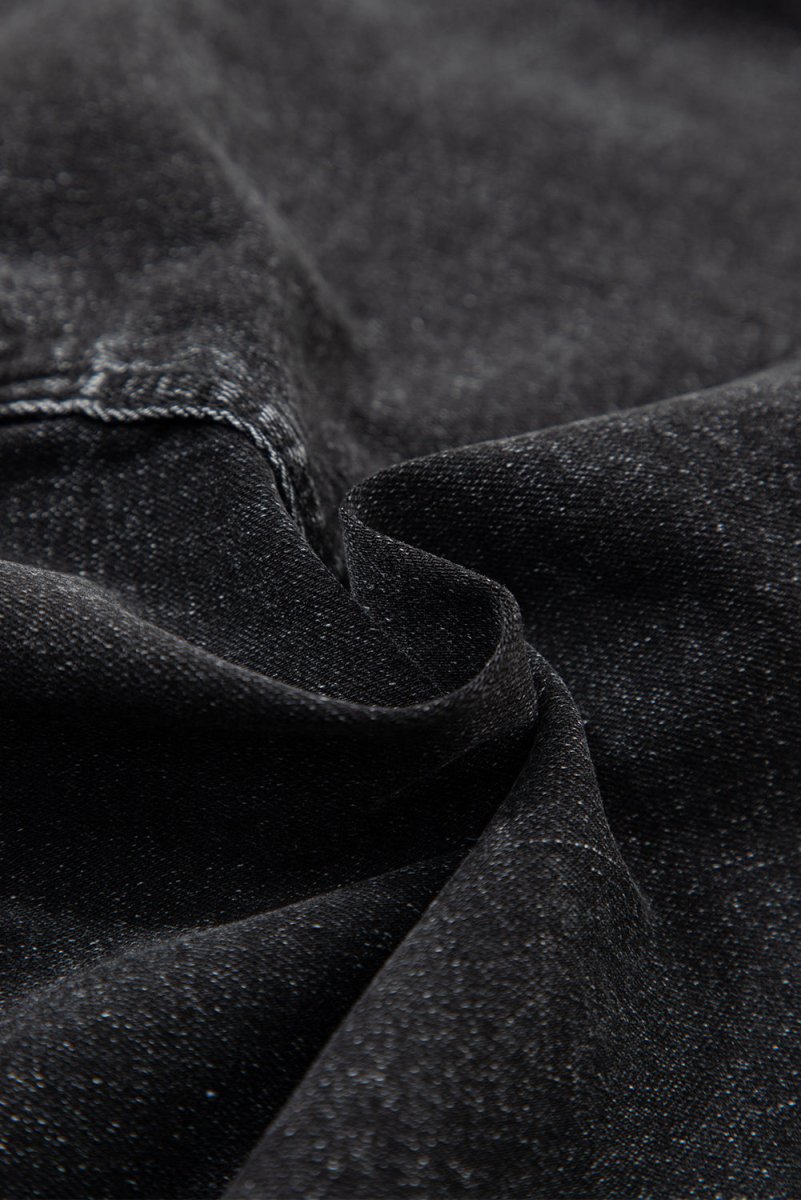 Carbon Grey Mineral Wash Ripped Raw Hem Denim Mini Skirt