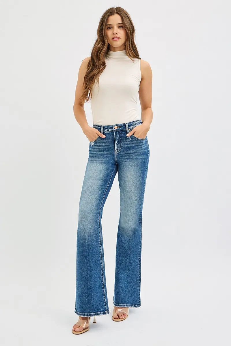 Risen Tummy Control High Rise Flare Jeans Plus Size