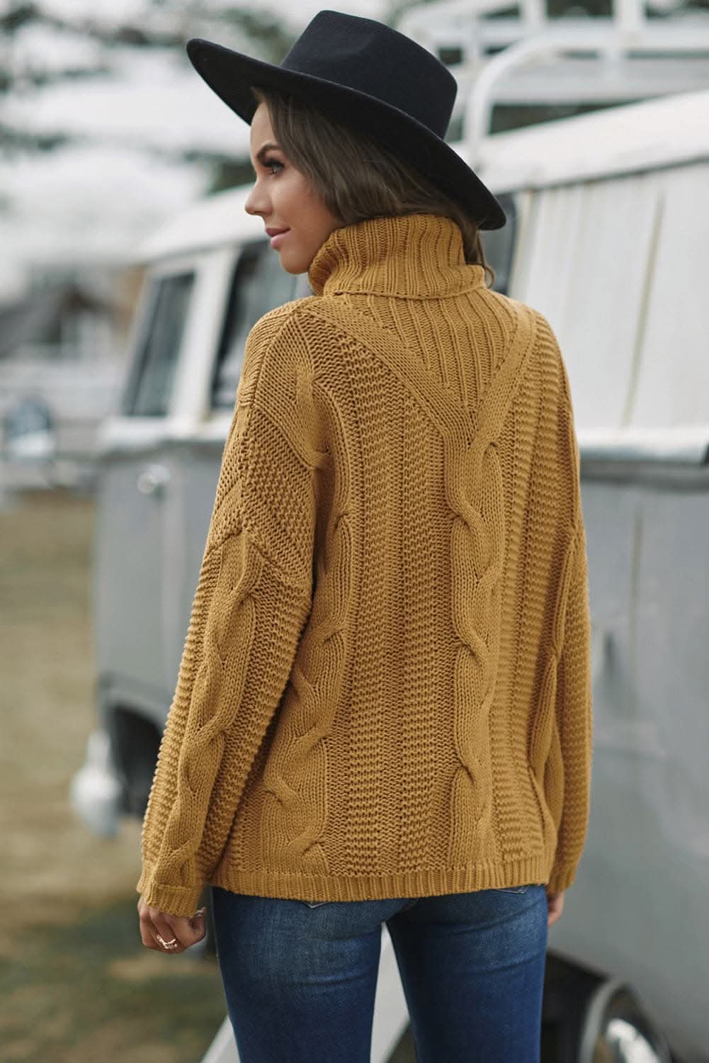 Cozy cable-knit turtleneck sweater
