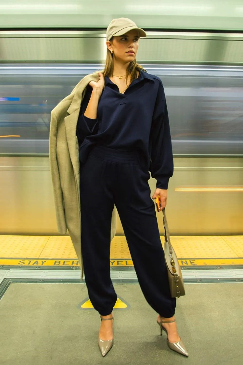 Umgee Drawstring Jogger Pants with Front Seam Detail