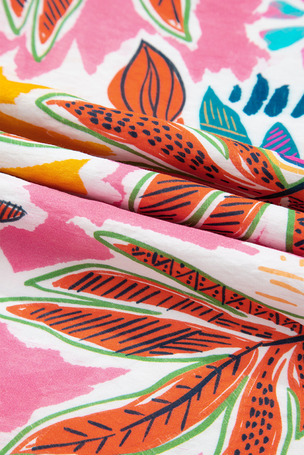 Premium Pink Floral Print Lace Trimmed Tie Back Bell Sleeve Dress