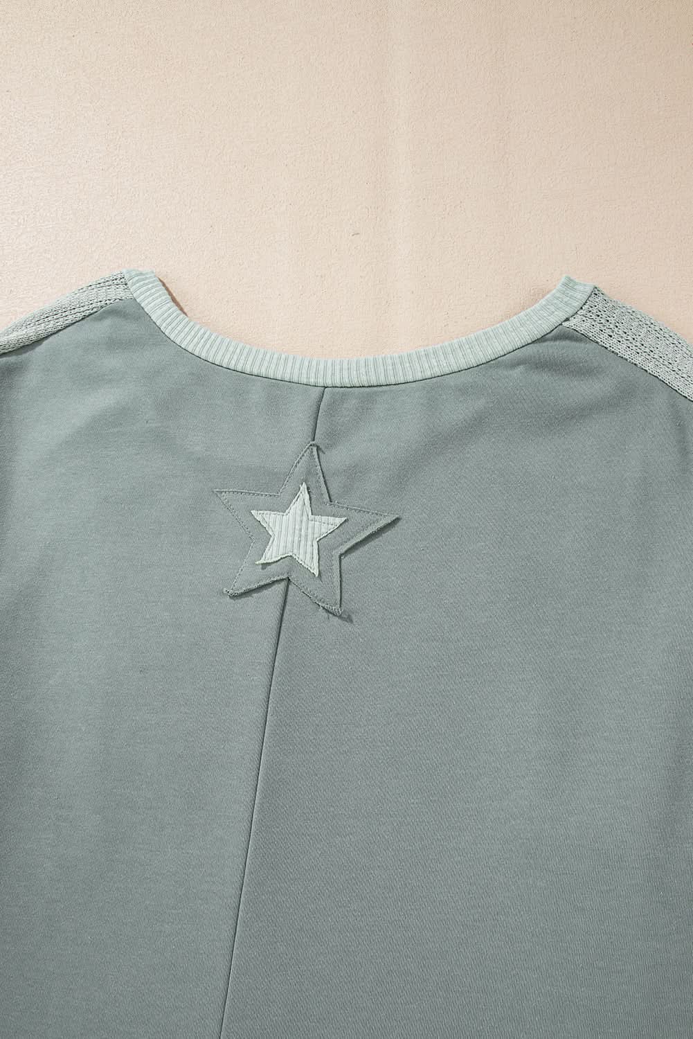 Mist green starry patchwork tee