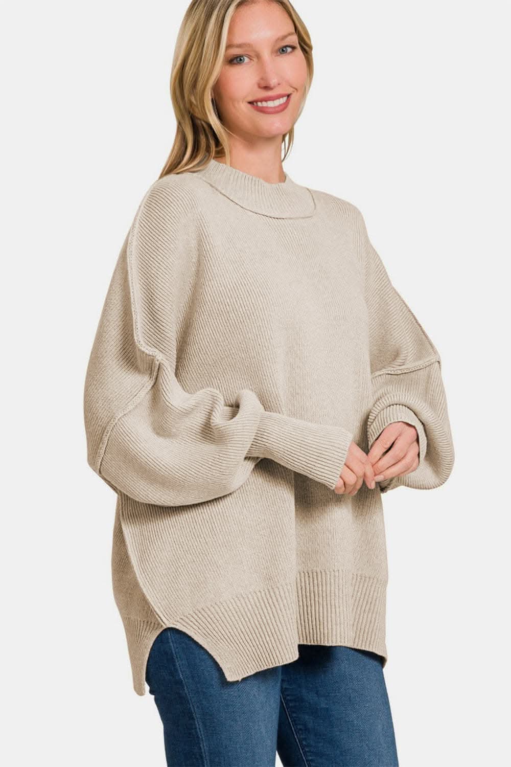 Zenana oversized side slit sweater