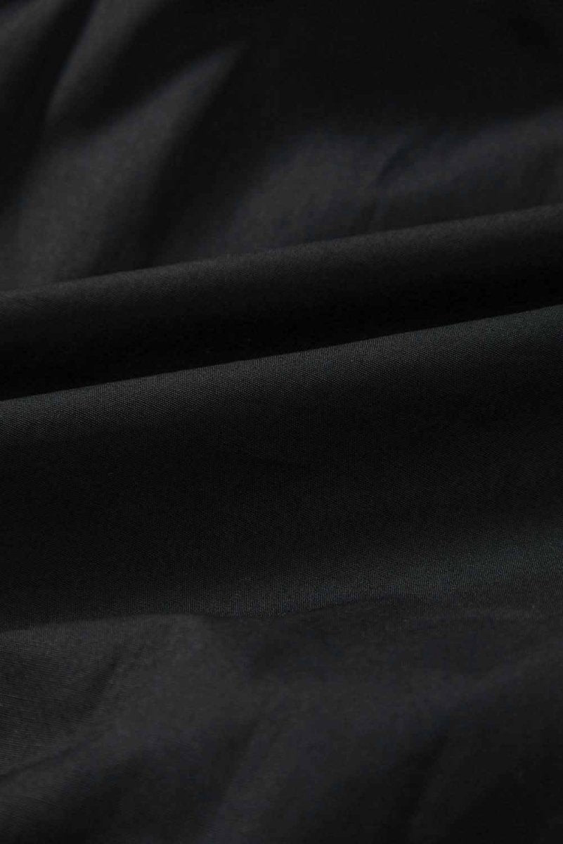 Chic Black Puff Sleeve Ruffle Hem Button Down Dress