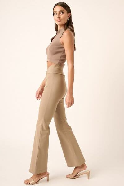 Chic Flare Pants with Surplice V-Waist Design