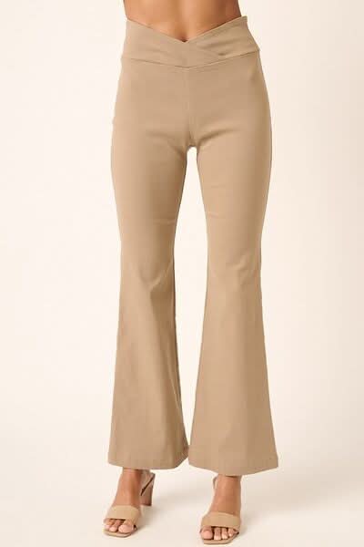 Chic Flare Pants with Surplice V-Waist Design