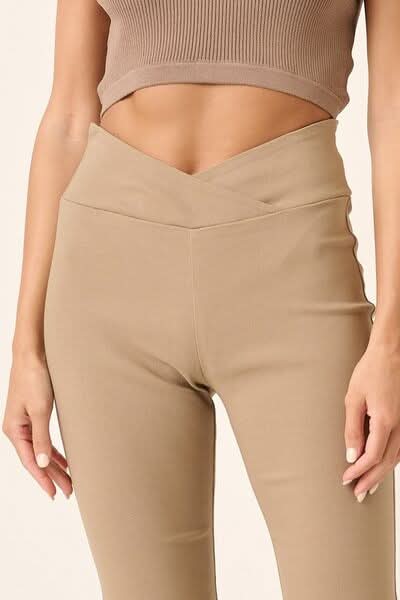 Chic Flare Pants with Surplice V-Waist Design