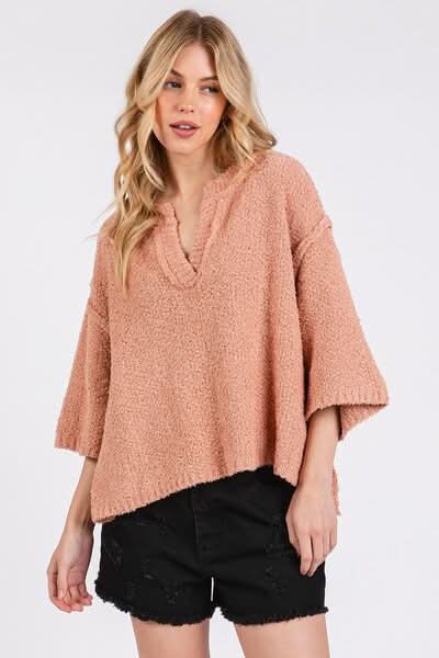 Contemporary Side Slit Drop Shoulder Sweater