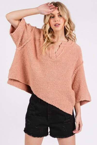 Contemporary Side Slit Drop Shoulder Sweater