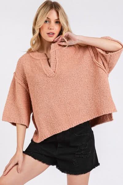 Contemporary Side Slit Drop Shoulder Sweater