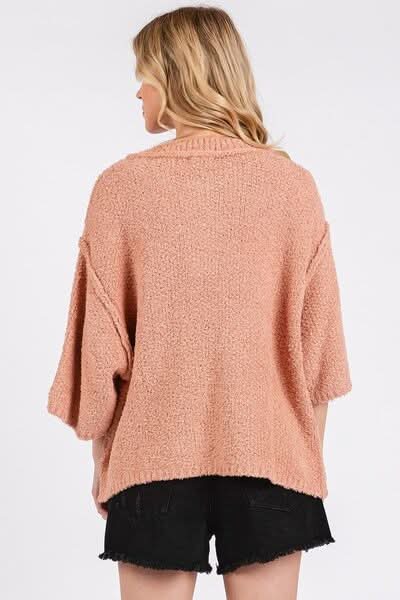 Contemporary Side Slit Drop Shoulder Sweater