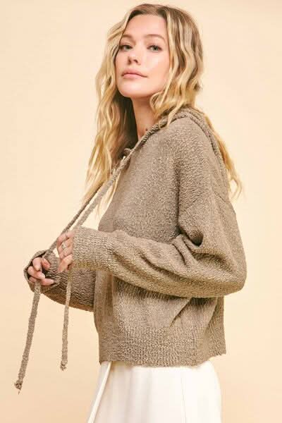 Cozy Drop Shoulder Hooded Sweater by Davi & Dani