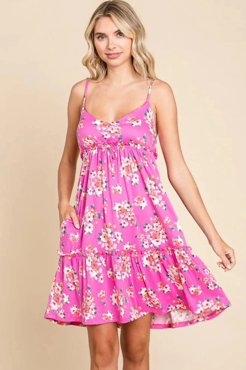 Culture Code Full Size Floral Ruffled Cami Dress for Women