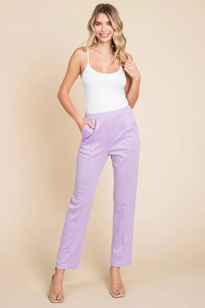 Culture Code Full Size Pin Tuck Detail Slim Pants for Women