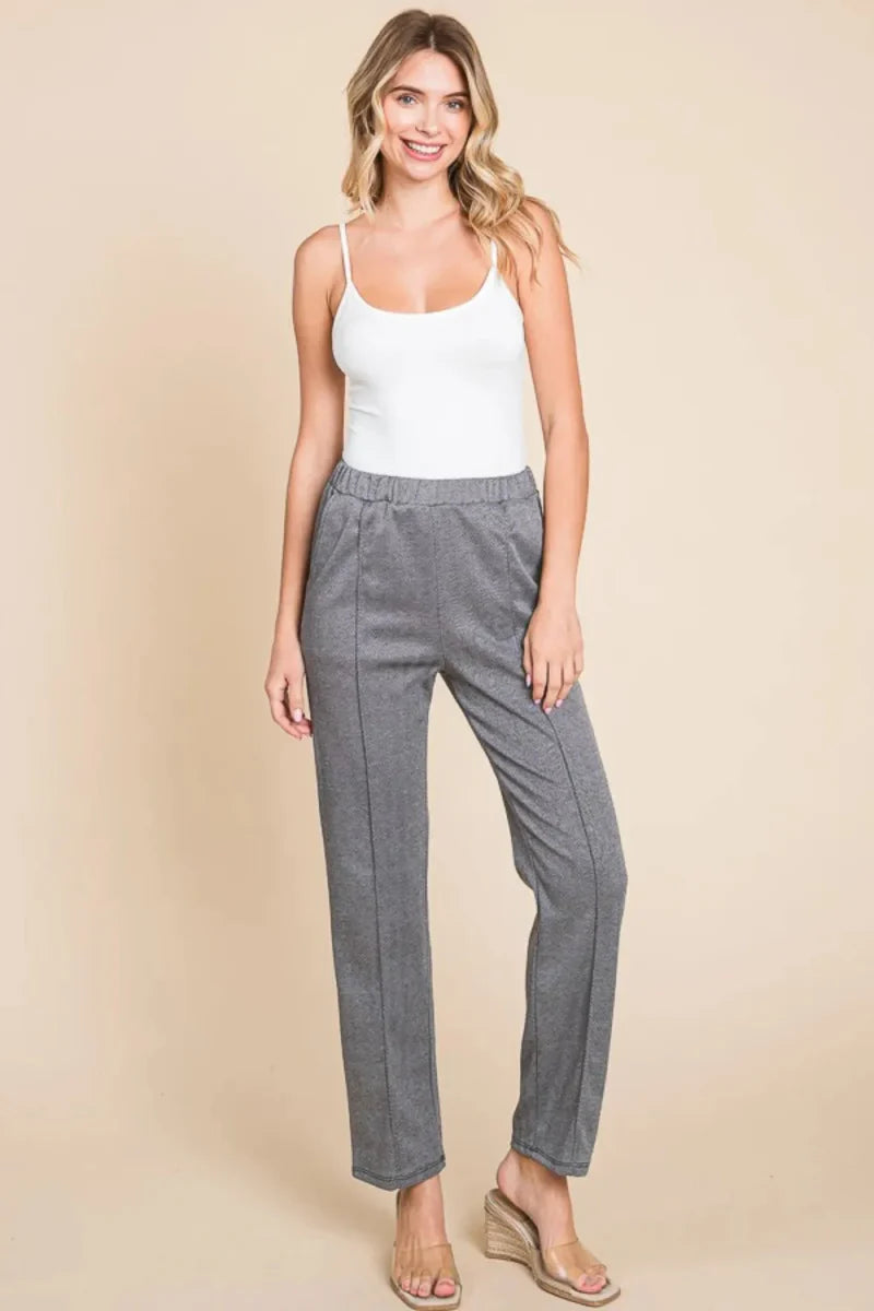 Culture Code Full Size Pin Tuck Detail Slim Pants for Women
