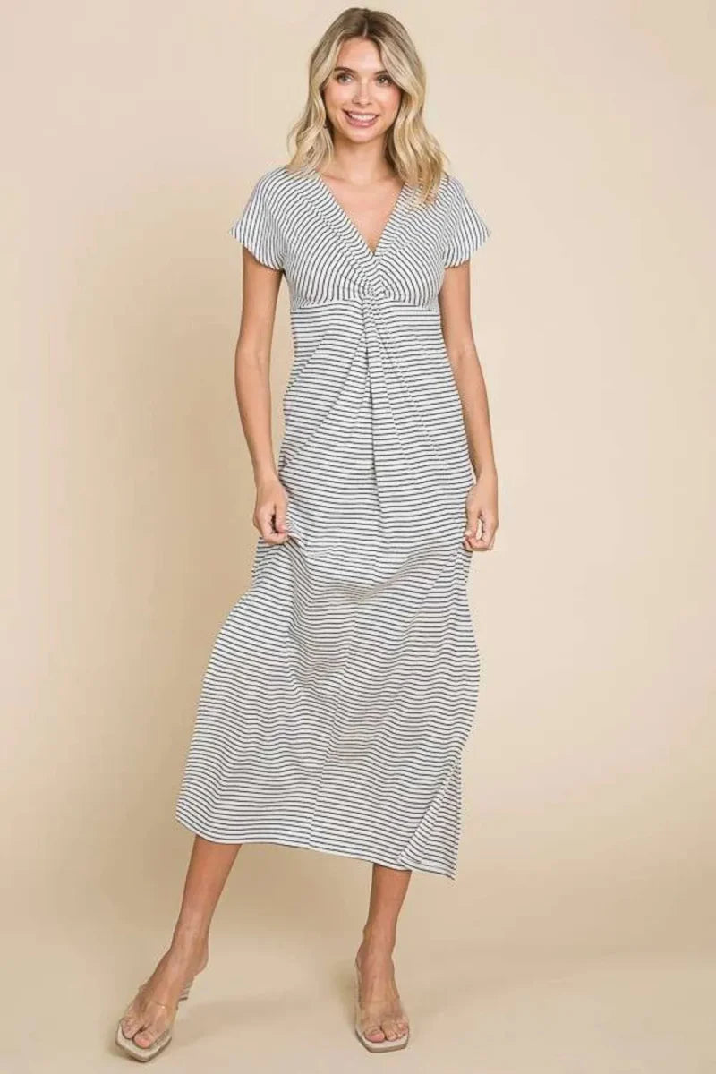 Culture Code Full Size Striped Twisted Detail Dress for Women