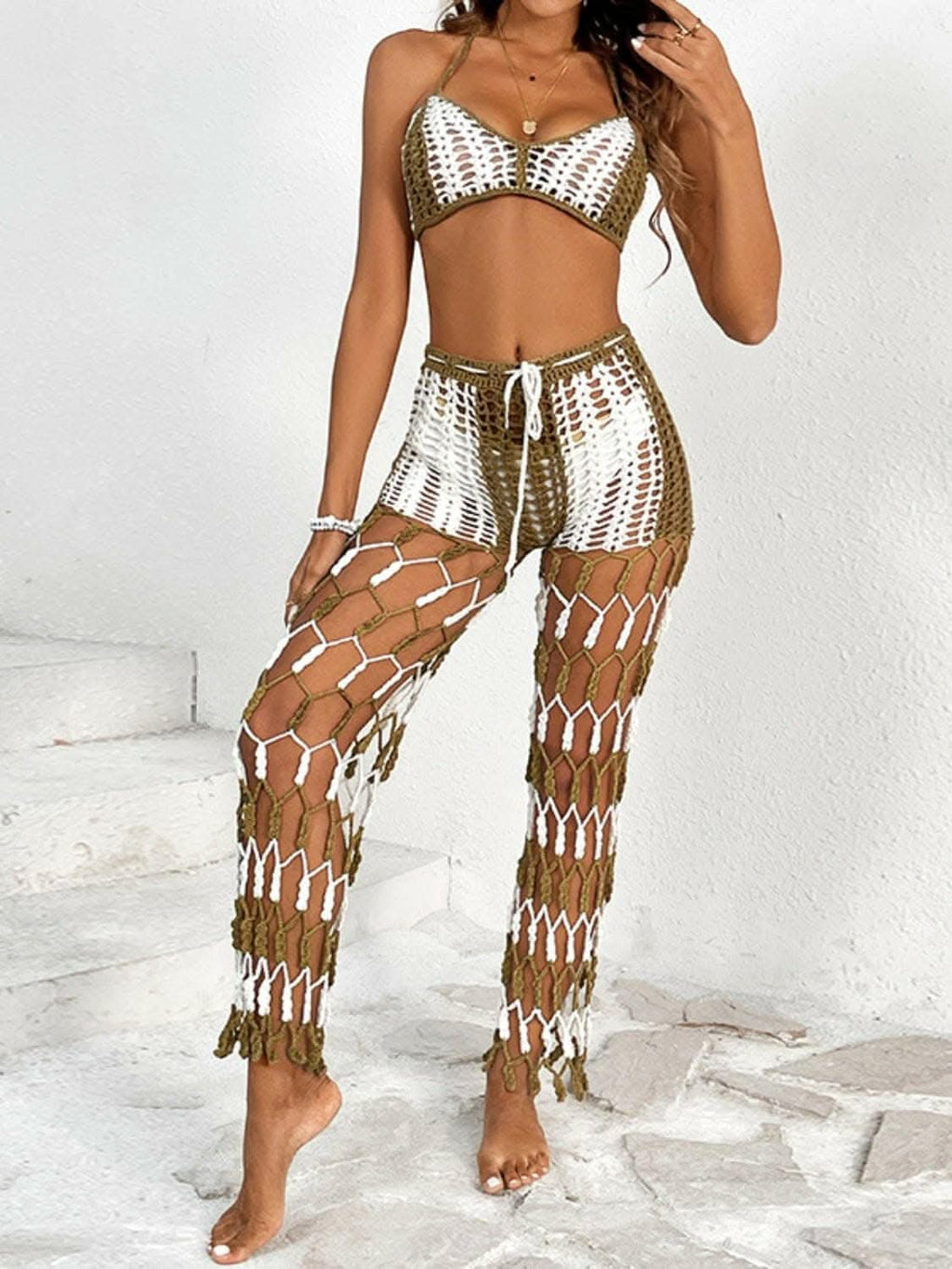 Chic cutout halter swimwear set