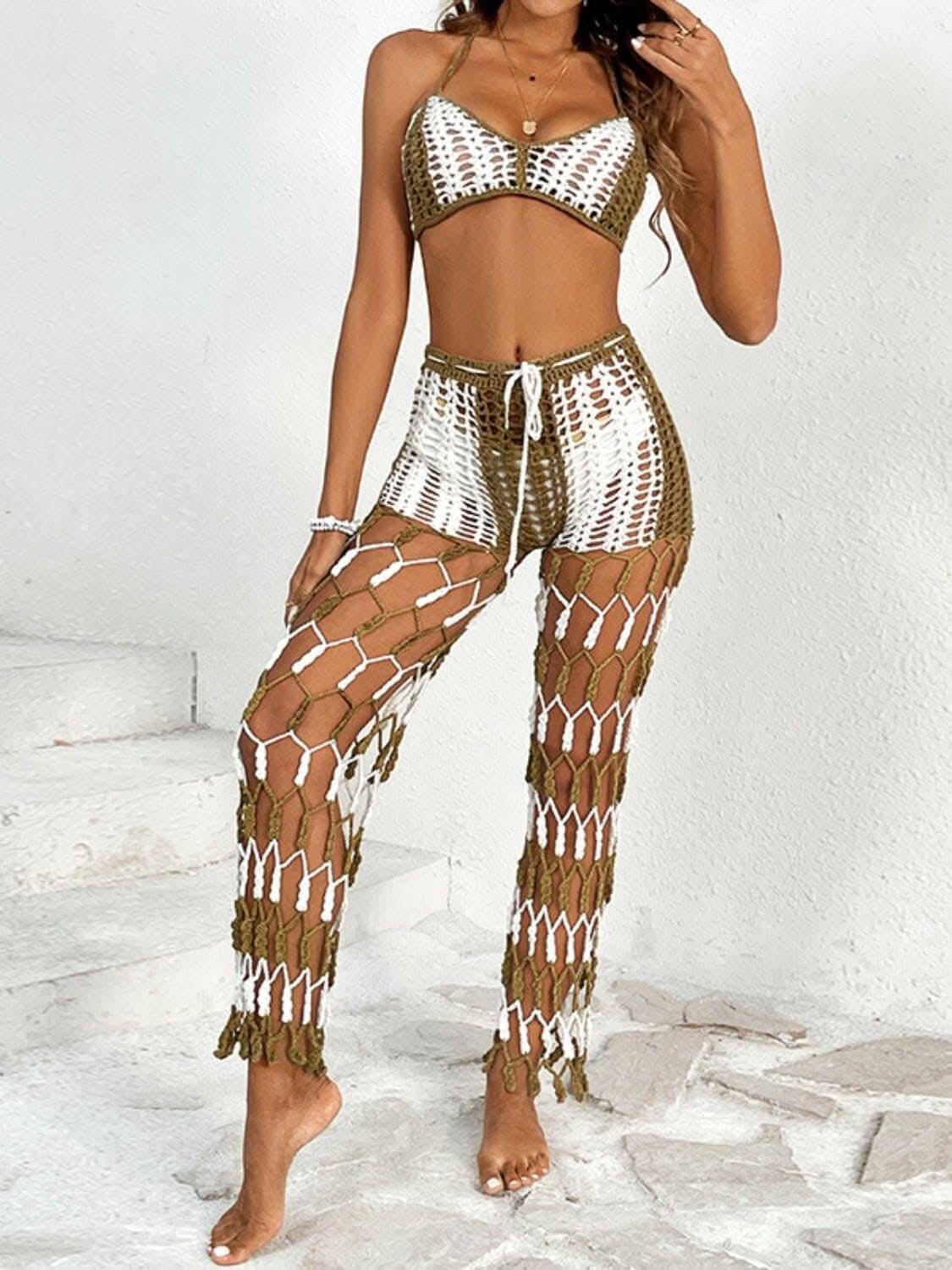Chic cutout halter swimwear set