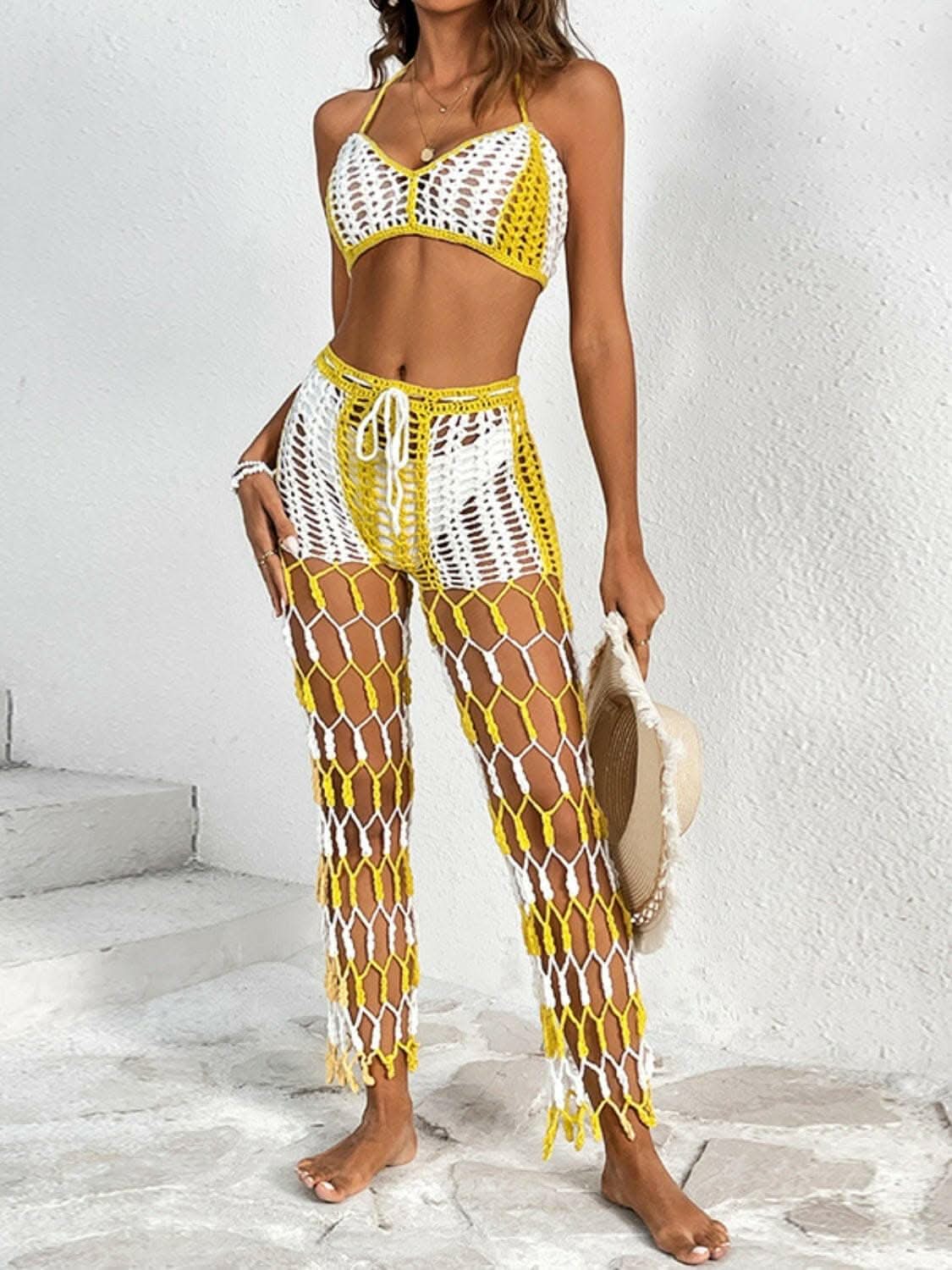 Chic cutout halter swimwear set