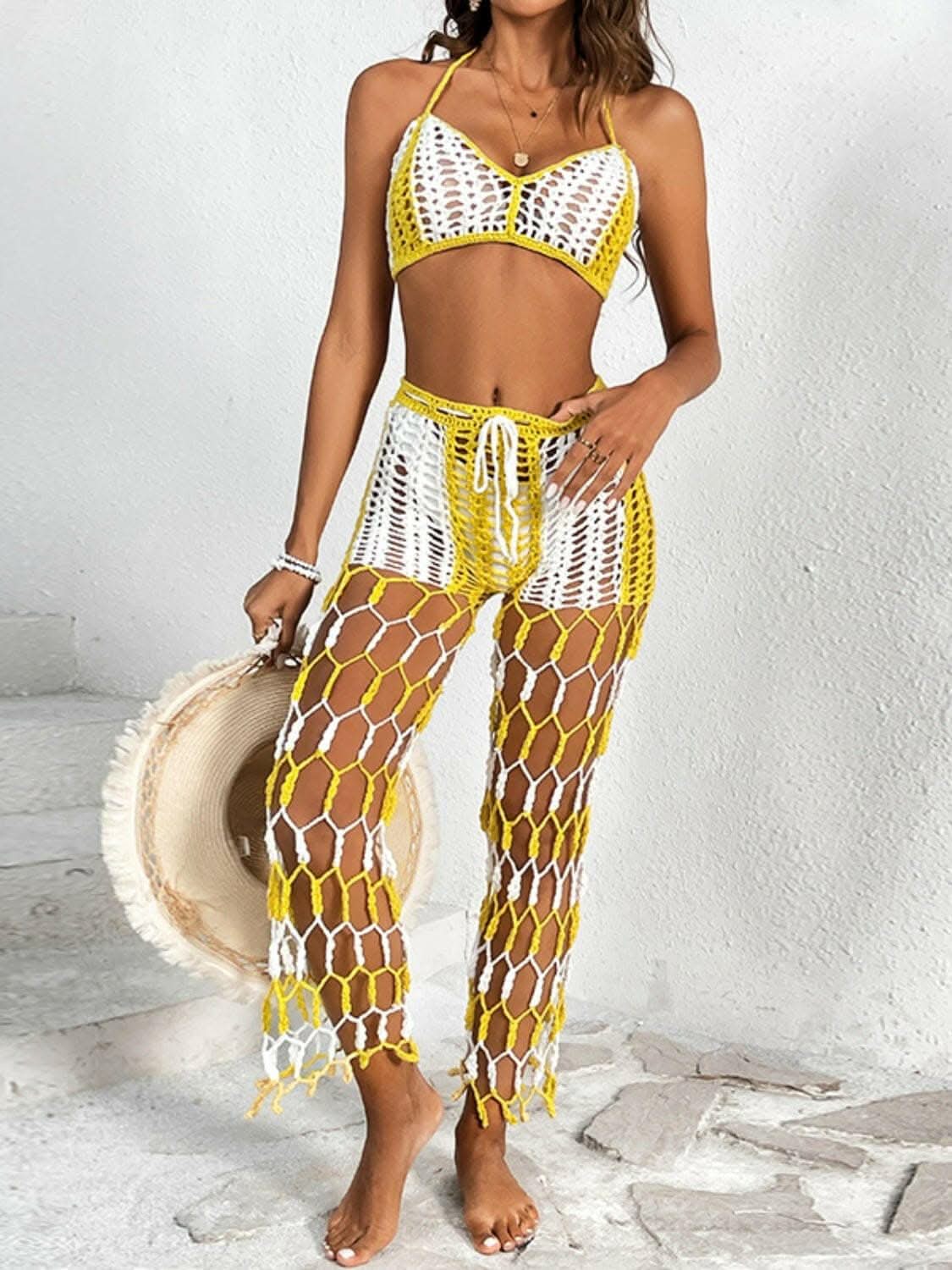 Chic cutout halter swimwear set