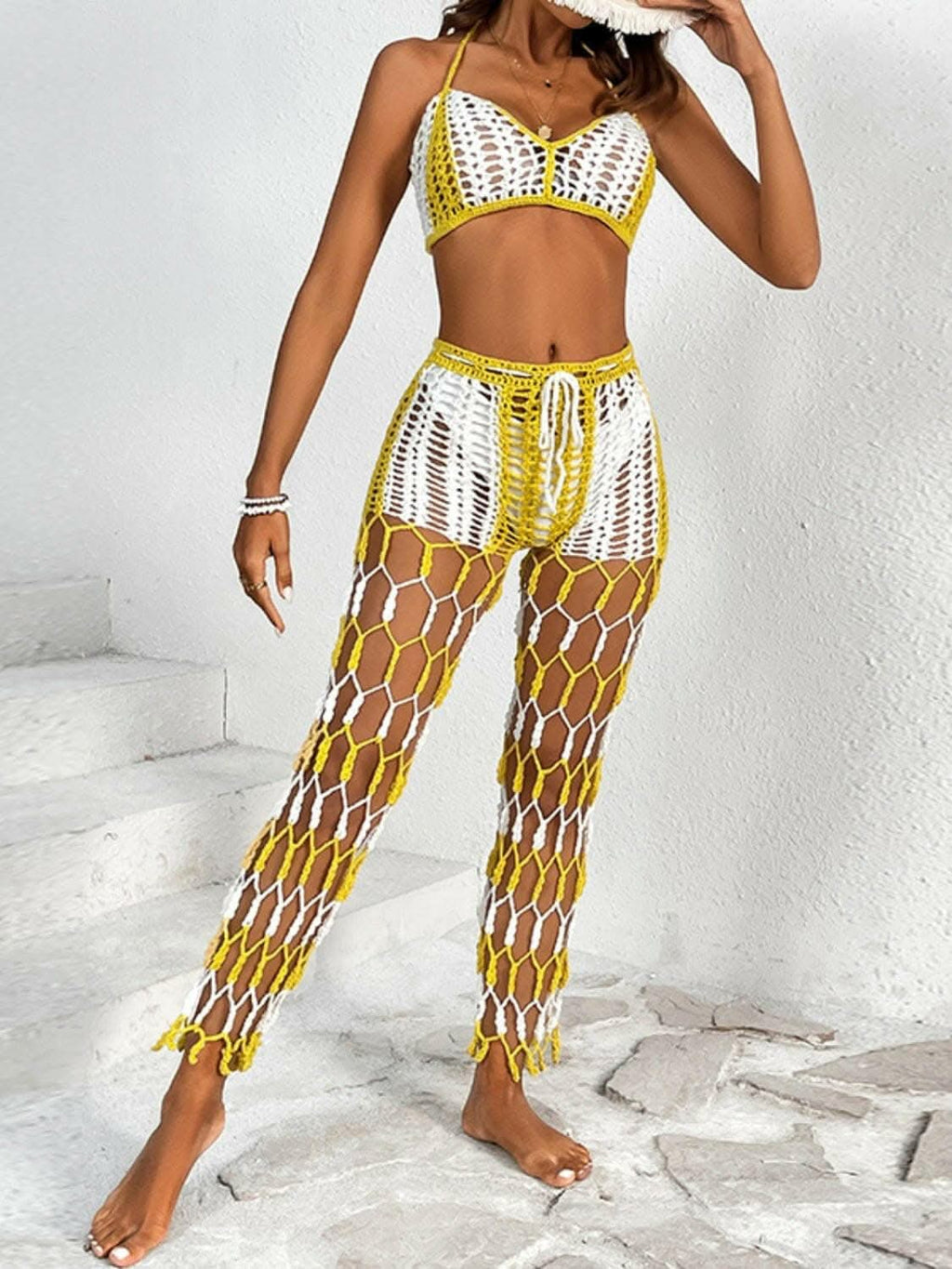 Chic cutout halter swimwear set