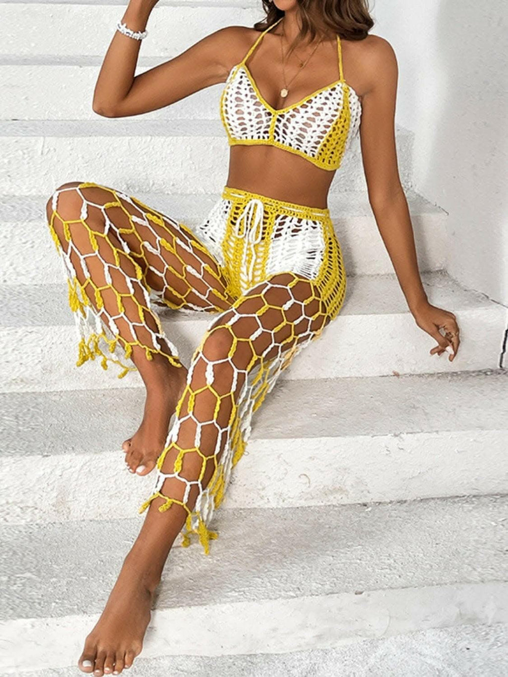 Chic cutout halter swimwear set