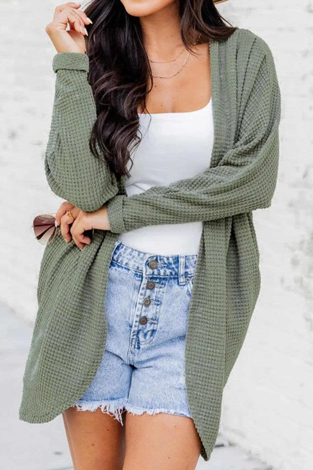 Cozy open-front cardigan with pockets