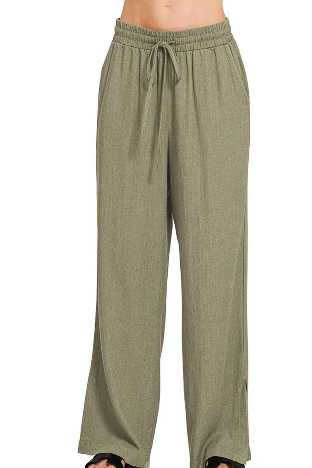 Zenana Linen Drawstring Pants