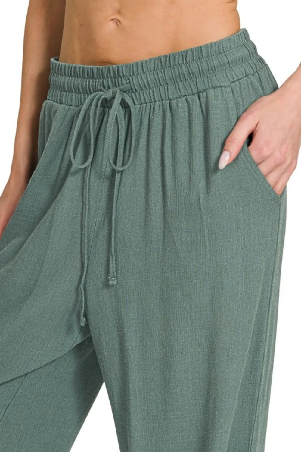 Zenana Linen Drawstring Pants