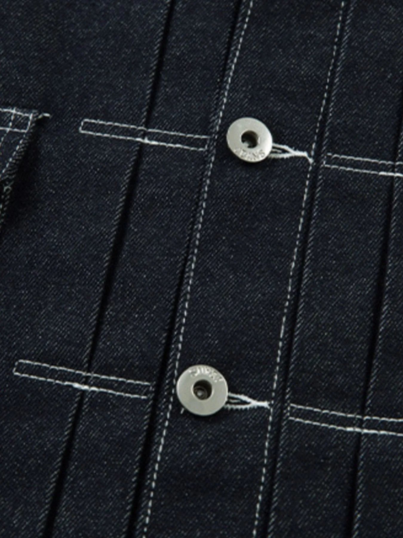 Men's Contrast Stitching Button Up Denim Jacket