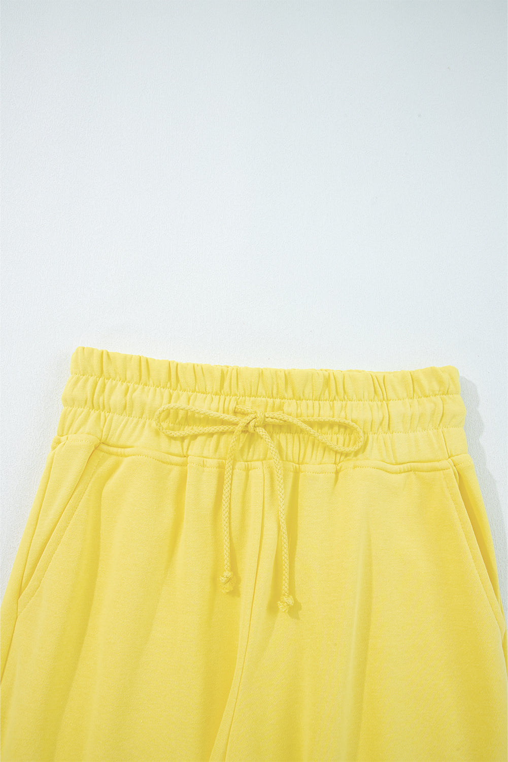 Yellow Cream Puff Sleeve Crop Top and Wide Leg Pants