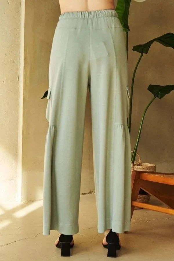 Davi & Dani Drawstring Ruched Detail Wide Leg Pants Style