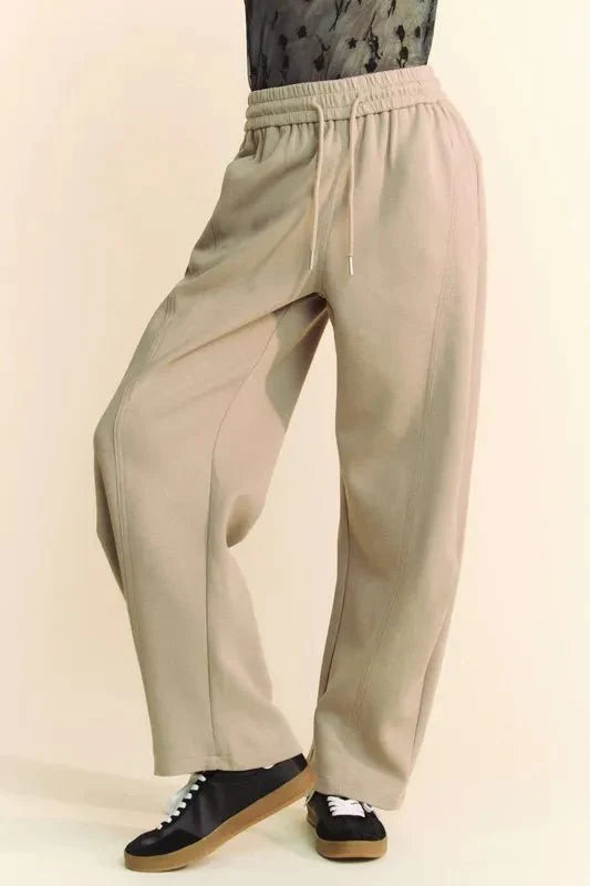 Davi & Dani Drawstring Wide Leg Sweatpants for Comfort