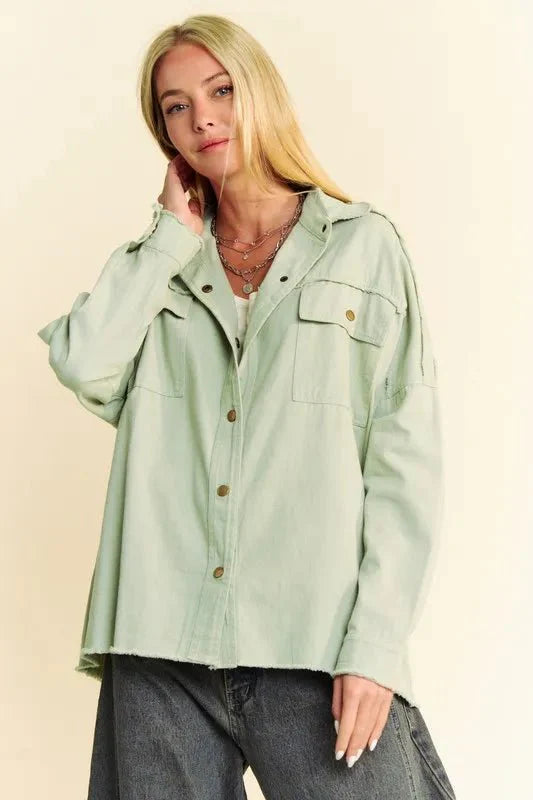 Davi & Dani Multi Color Rock & Roll Fringed Hem Loose Fit Shacket