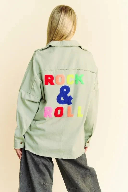 Davi & Dani Multi Color Rock & Roll Fringed Hem Loose Fit Shacket