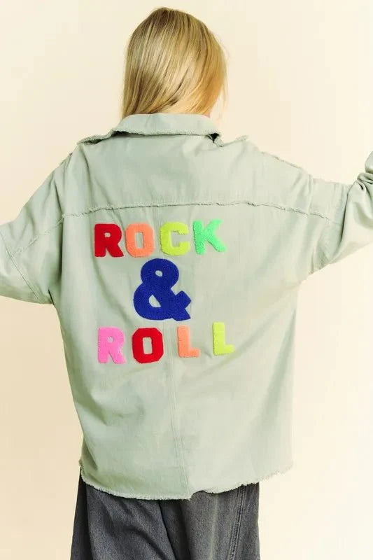 Davi & Dani Multi Color Rock & Roll Fringed Hem Loose Fit Shacket