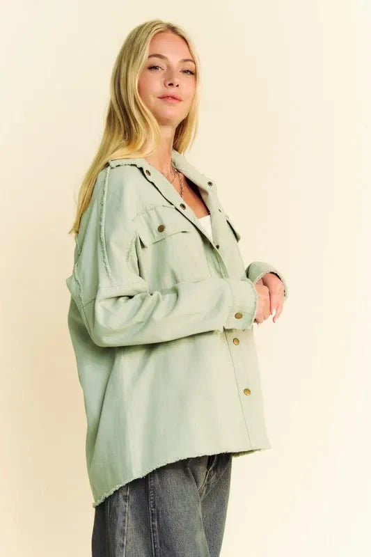 Davi & Dani Multi Color Rock & Roll Fringed Hem Loose Fit Shacket