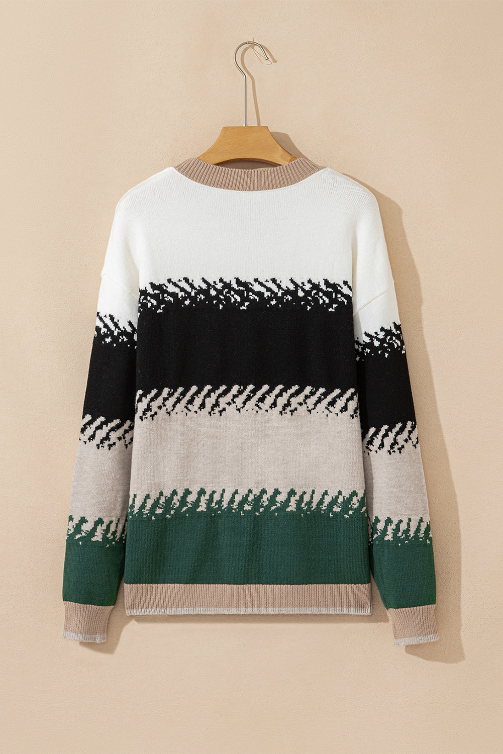 Premium Black Color Block Drop Shoulder Sweater Stylish Pattern