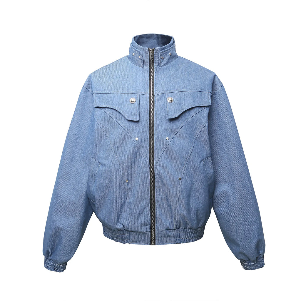 Men's Washed Zip Up Denim Jacket