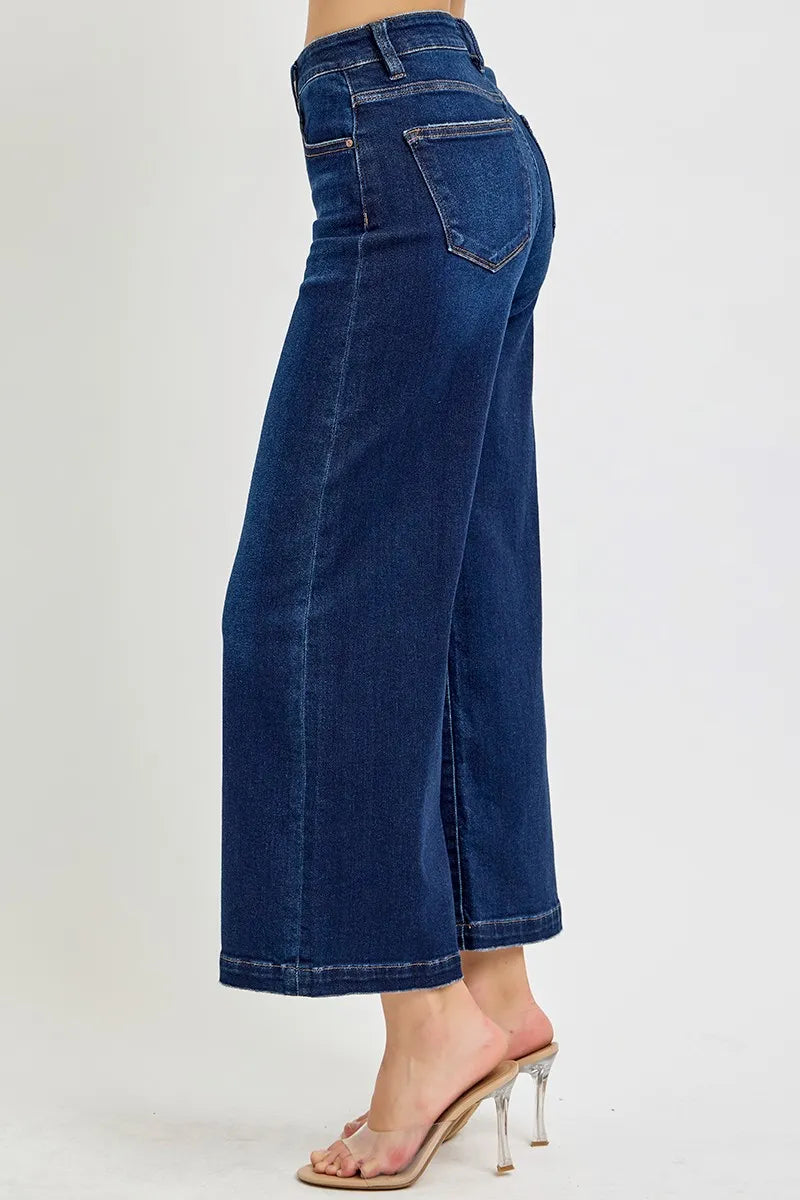 RISEN High Rise Crop Wide Jeans