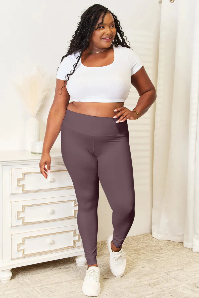 Double Take Wide Waistband Sports Leggings for Comfort