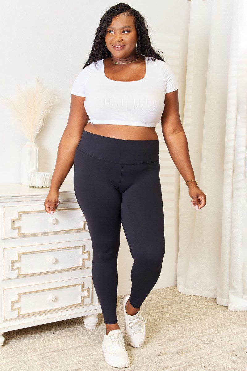 Double Take Wide Waistband Sports Leggings for Comfort