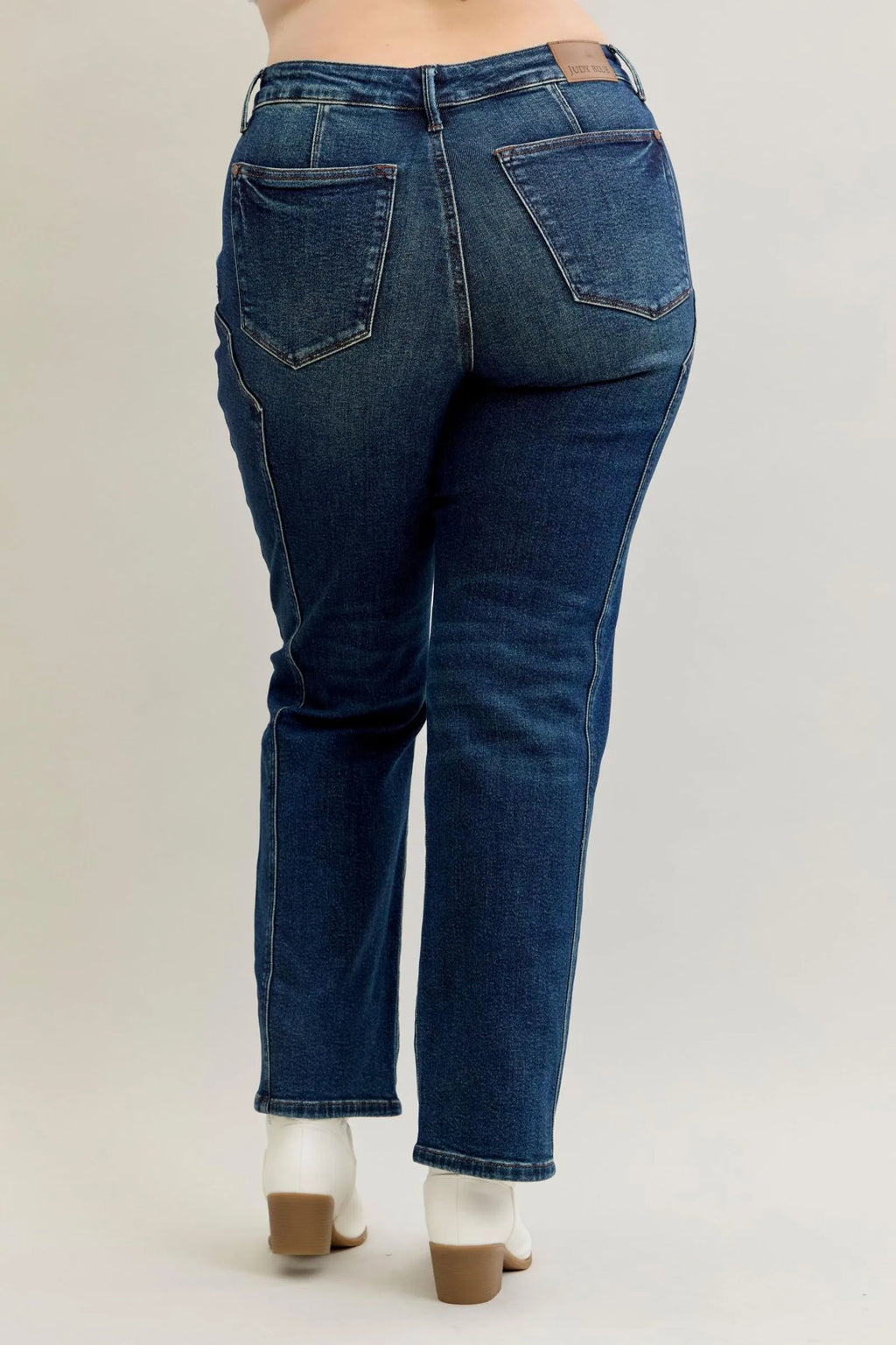 Judy Blue Plus Size High Waisted Straight Jeans Seam Detail