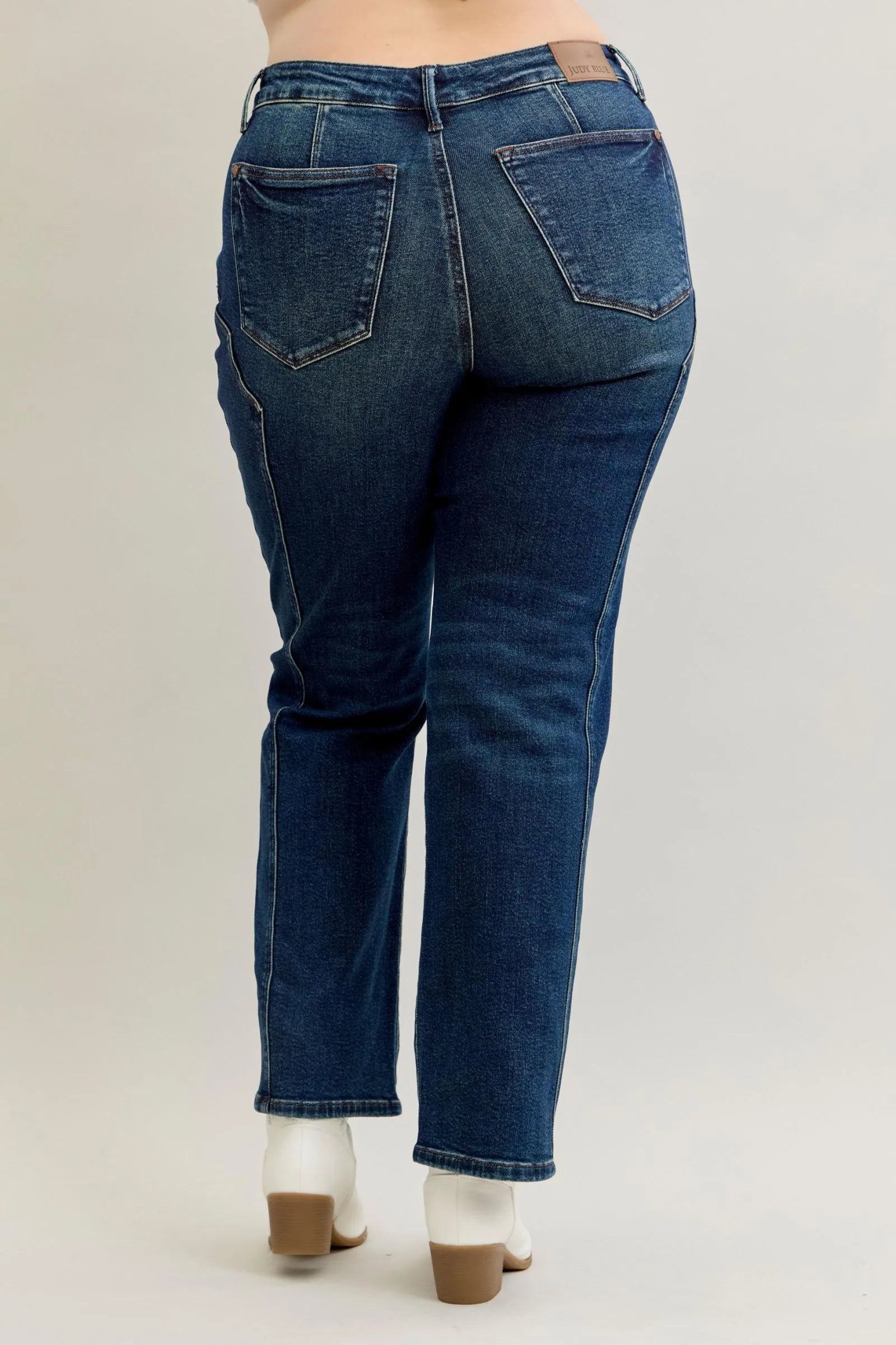 Judy Blue Plus Size High Waisted Straight Jeans Seam Detail